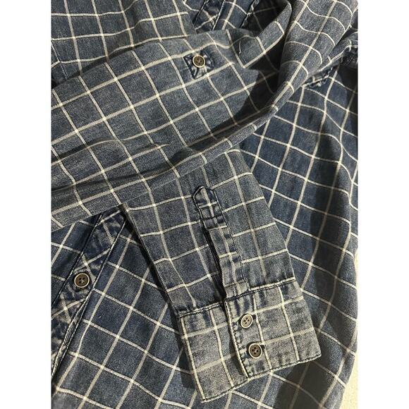 Tinsel | XSmall | Chambray Striped Button Up Shirt Roll Tab Sleeves cotton - Picture 6 of 6